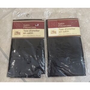 Satin‎ Pillowcase Queen Size 100% Silky Satin 20x30 Black Lot of 2 NWT